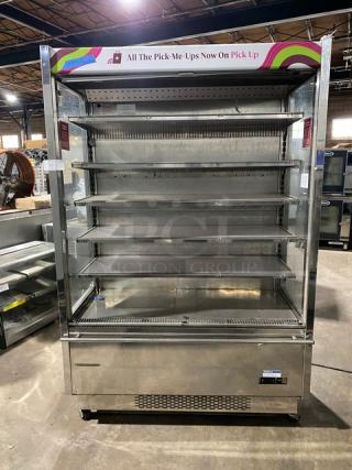 Langer Commercial Stainless Steel Self-Contained Refrigerated Open Grab-N-Go Display Merchandiser Showcase! With Adjustable Tier Shelves! Model: Karlos 200 UL SN: 48219! 230V 1 Phase! On Castors!