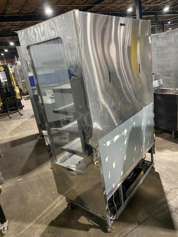 Langer Commercial Stainless Steel Self-Contained Refrigerated Open Grab-N-Go Display Merchandiser Showcase! With Adjustable Tier Shelves! Model: Karlos 200 UL SN: 48219! 230V 1 Phase! On Castors! - Image 4 of 8