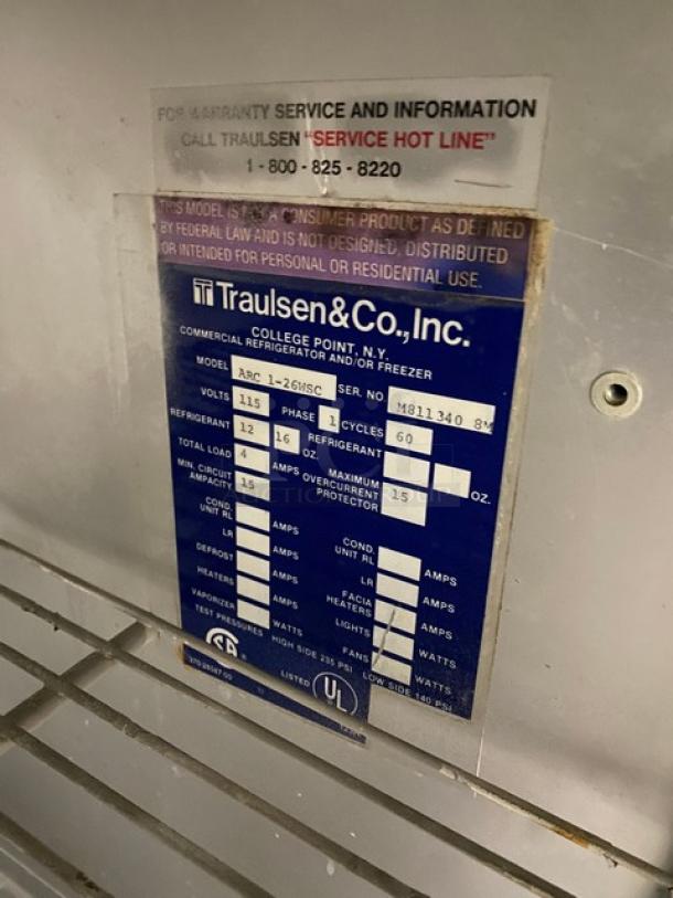 Traulsen Commercial Stainless Steel Solid Single Door Undercounter Reach In Refrigerator! With Poly Coated Wire Rack! Model: ARC 1-26WSC SN: M811340 8M! 115V 1 Phase! - Image 6 of 7