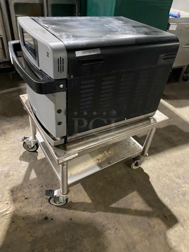 Turbochef Commercial Stainless Steel Electric Powered High Speed Countertop Rapid Cook Oven! With Cook Stone! Model: ENCORE 2 SN: ENC2TD00763! 208-240V 1 Phase! On Single Shelf Equipment Cart With Casters! - Image 2 of 8
