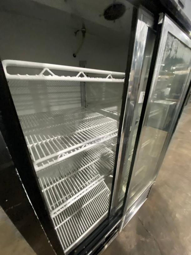Leader Commercial Stainless Steel Double Glass Sliding Door Reach In Refrigerator Merchandiser! With LED Light! With Poly Coated Wire Rack! Model: ESLS48 S/C SN: NQ03M2502! 115V 1 Phase! - Image 5 of 8