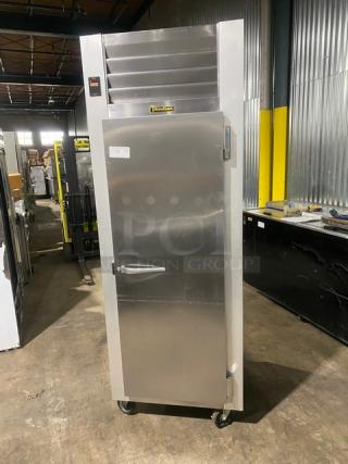 Traulsen Commercial Stainless Steel Solid Single Door Reach In Freezer! With Poly Coated Wire Racks! Model: G12010 SN: T93868D05! 115V 1 Phase! On Casters!