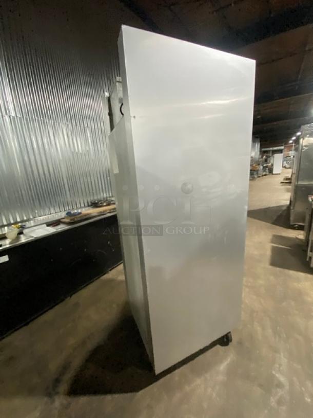 Traulsen Commercial Stainless Steel Solid Single Door Reach In Freezer! With Poly Coated Wire Racks! Model: G12010 SN: T93868D05! 115V 1 Phase! On Casters! - Image 4 of 9