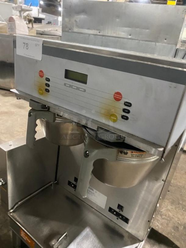 Bunn Starbucks Style Commercial Stainless Steel Countertop Dual Soft Heat Coffee Brewer! With Hot Water Dispenser! With Stainless Steel Brew Baskets! Model: DUAL SH DBC SN: DUAL128596! 120/208V 1 Phase! On Legs! - Image 5 of 7