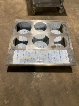 New! Commercial Stainless Steel 6 Hole Steam Table Adapter Plate! With Hot Well & Drain Hole!