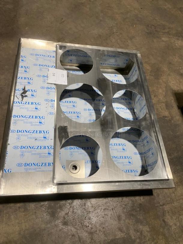 New! Commercial Stainless Steel 6 Hole Steam Table Adapter Plate! With Hot Well & Drain Hole! - Image 2 of 4