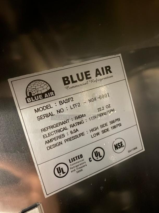 Blue Air Commercial Stainless Steel Solid 2 Door Reach In Freezer! With Poly Coated Wire Racks! Model: BASF2 SN: LTF2-NO4-0001! 115V 1 Phase! On Casters! - Image 8 of 10