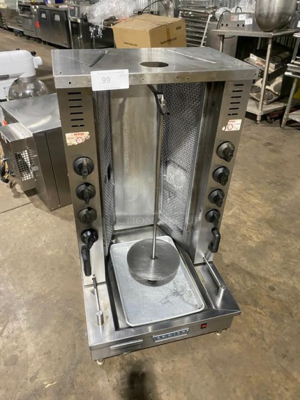 WOW! Attias Commercial Stainless Steel Natural Gas Powered Heavy-Duty Gyro Machine! With 8 Infrared Ceramic Burners! On Legs! Working When Removed! - Image 1 of 9