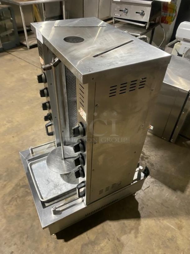 WOW! Attias Commercial Stainless Steel Natural Gas Powered Heavy-Duty Gyro Machine! With 8 Infrared Ceramic Burners! On Legs! Working When Removed! - Image 3 of 9