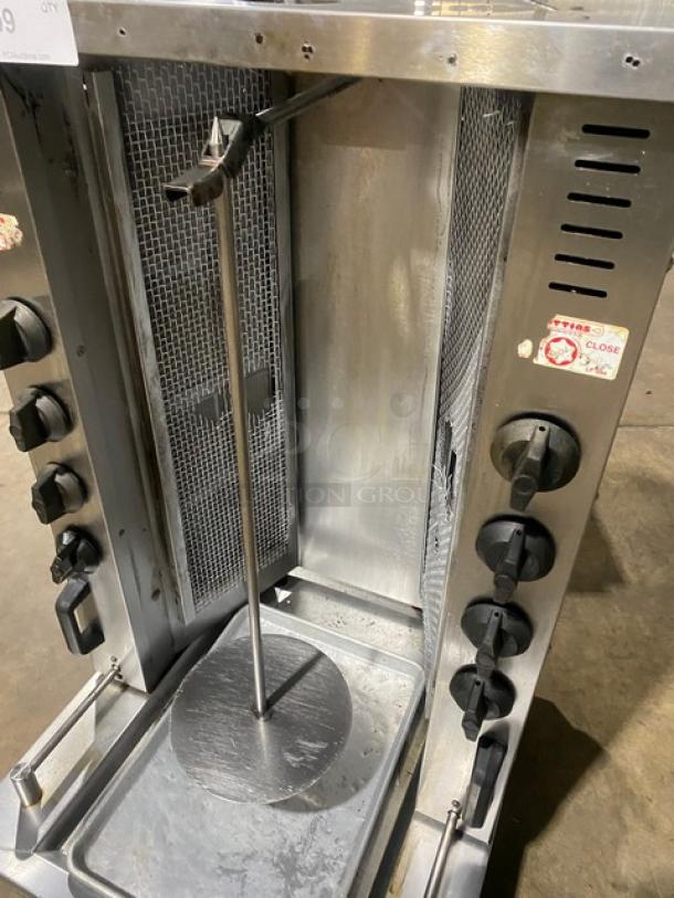 WOW! Attias Commercial Stainless Steel Natural Gas Powered Heavy-Duty Gyro Machine! With 8 Infrared Ceramic Burners! On Legs! Working When Removed! - Image 5 of 9