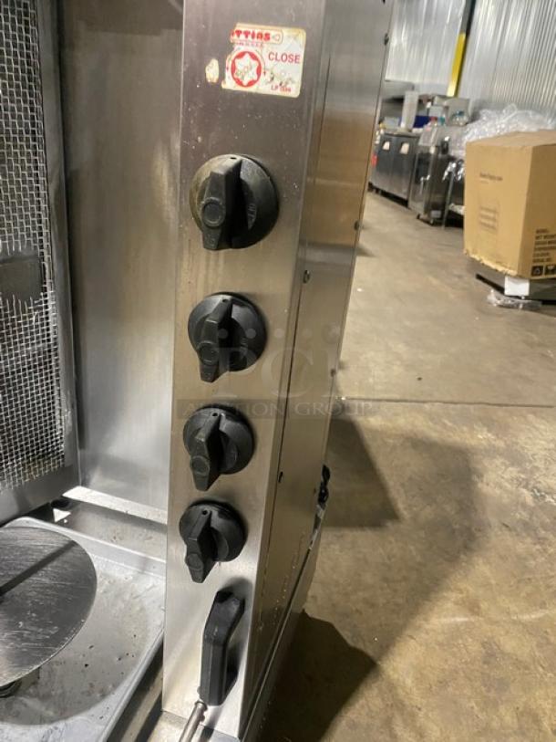 WOW! Attias Commercial Stainless Steel Natural Gas Powered Heavy-Duty Gyro Machine! With 8 Infrared Ceramic Burners! On Legs! Working When Removed! - Image 7 of 9