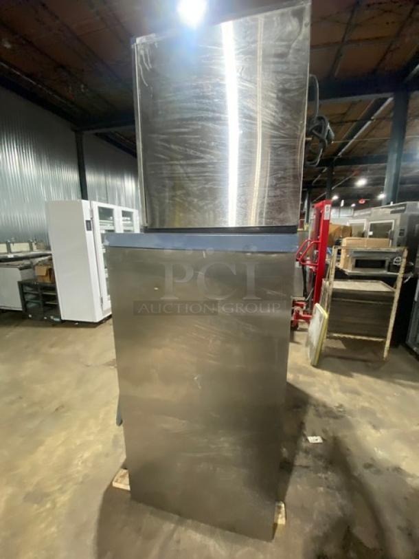 Sweet! LATE MODEL! Scotsman Commercial Stainless Steel Double AIR COOLED Nugget Style Ice Machine Heads! Model: NS1322A-32B SN: 22111320015822 & SN: 22021320012788! 208/230x2V 1 Phase! On Follett Commercial Stainless-Steel Full-Size Ice Bin Attached! With Sliding Doors! With Heavy Duty Power Hinge Lift Up Style SmartGATE! - Image 2 of 11