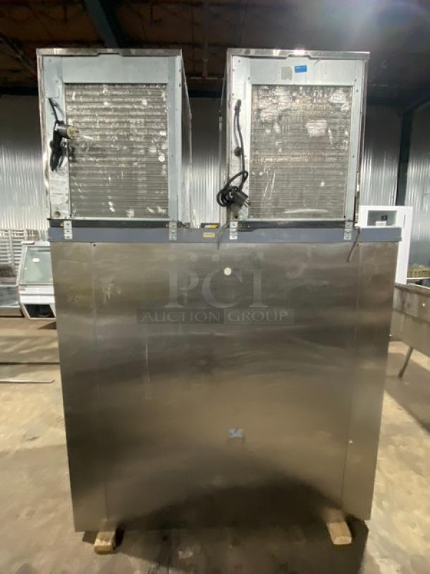 Sweet! LATE MODEL! Scotsman Commercial Stainless Steel Double AIR COOLED Nugget Style Ice Machine Heads! Model: NS1322A-32B SN: 22111320015822 & SN: 22021320012788! 208/230x2V 1 Phase! On Follett Commercial Stainless-Steel Full-Size Ice Bin Attached! With Sliding Doors! With Heavy Duty Power Hinge Lift Up Style SmartGATE! - Image 3 of 11