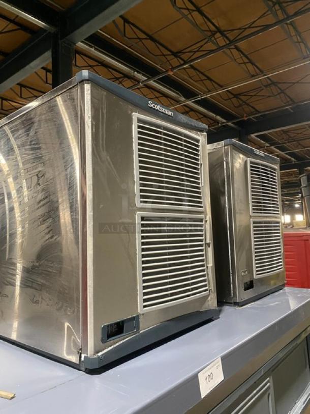 Sweet! LATE MODEL! Scotsman Commercial Stainless Steel Double AIR COOLED Nugget Style Ice Machine Heads! Model: NS1322A-32B SN: 22111320015822 & SN: 22021320012788! 208/230x2V 1 Phase! On Follett Commercial Stainless-Steel Full-Size Ice Bin Attached! With Sliding Doors! With Heavy Duty Power Hinge Lift Up Style SmartGATE! - Image 7 of 11