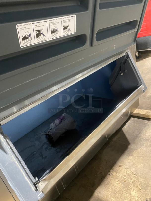 Sweet! LATE MODEL! Scotsman Commercial Stainless Steel Double AIR COOLED Nugget Style Ice Machine Heads! Model: NS1322A-32B SN: 22111320015822 & SN: 22021320012788! 208/230x2V 1 Phase! On Follett Commercial Stainless-Steel Full-Size Ice Bin Attached! With Sliding Doors! With Heavy Duty Power Hinge Lift Up Style SmartGATE! - Image 8 of 11