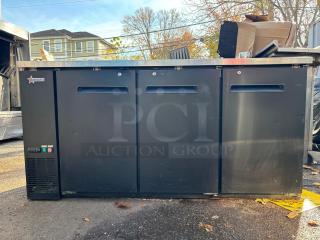 Omcan USA 59061 15.8 Cu. Ft. Black 3 Doors Aurora Refrigerated Back Bar Cooler - 115 Volts