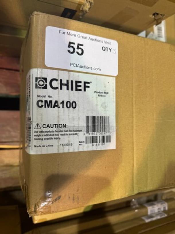 Lot of three Chief CMA100 8" Ceiling Plate with Adjustable 1.5" NPT Column. New! (3xBid) - Image 2 of 4