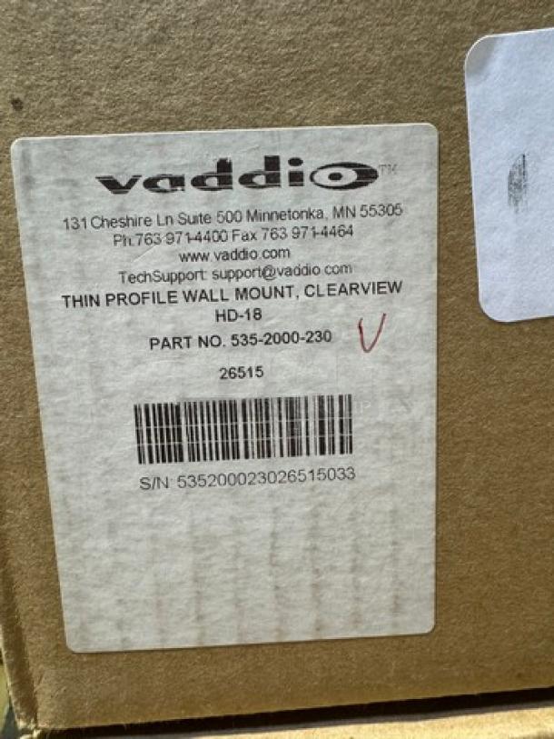 Lot of 2 Vaddio Thin Profile Wall Mounts Tall. New! (2xBid) - Image 4 of 6