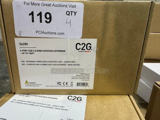 Lot of four 4-Port USB 2.0 Over Cat5/Cat6 Extender - up to 150ft. New! (4xBid) - Image 2 of 4