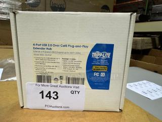 Tripp Lite 4-Port USB 2.0 Over Cat5 Plug-and-Play Extender Hub. New!