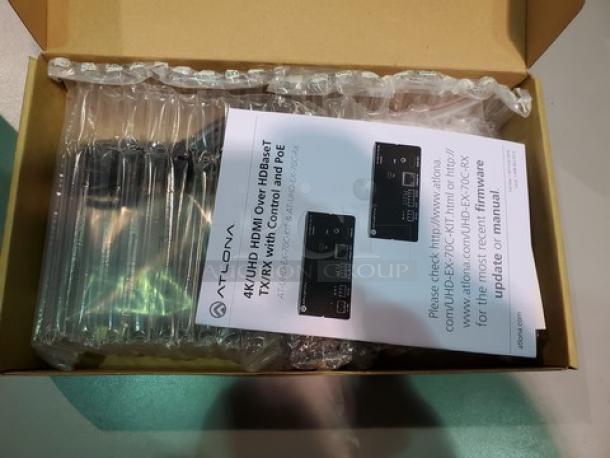 Atlona AT-UHD-EX-70C-KIT 4K/UHD HDMI over HDBaseT transmitter/receiver for HDMI transmission up to 230 feet (70 meters) over category cable with RS-232 and IR control pass-through, plus Power over Ethernet capability. New - Image 4 of 5