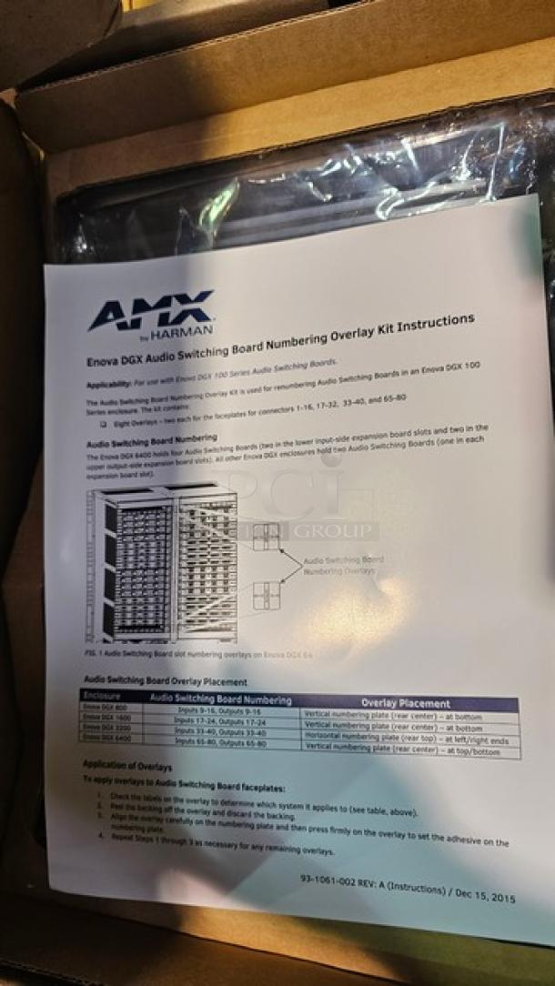 AMX Enova DGX Audio Switching Board Numbering Overlay Kit. New! - Image 2 of 5