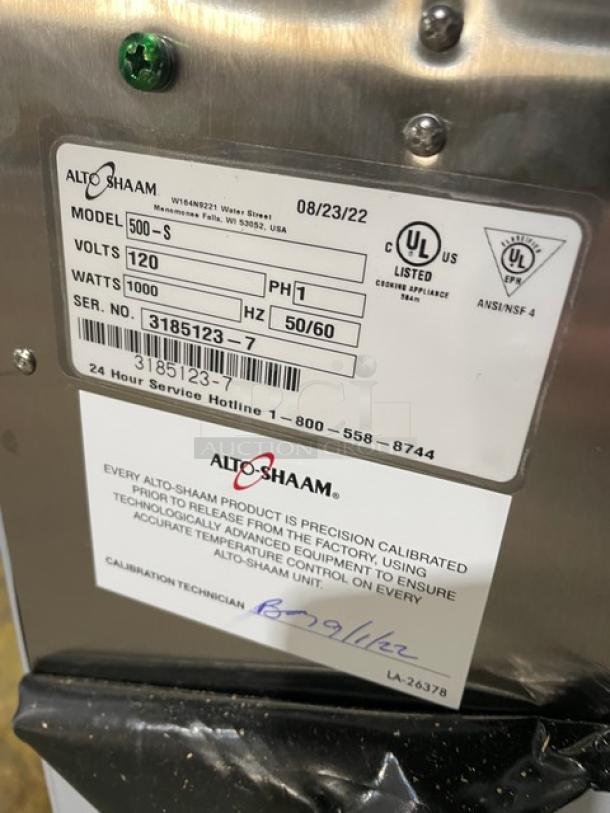 New In The Box! Alto-Shaam! Late Model 2022! Halo Heat Series Commercial Stainless Steel 6 Pan Mobile Holding Cabinet! With Built In Pan Holding Racks & Wire Racks! Model: 500-S SN: 3185123-7! 120V 1 Phase! - Image 6 of 9