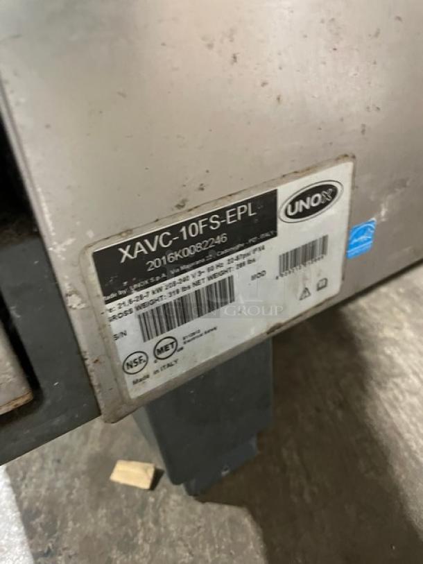UNOX ChefTop Mind Maps Series Commercial Stainless Steel Electric Powered Combi Convection Oven! With Built In Hood! With Built In Pan Holding Racks & Wire Racks! Model: XAVC-10FS-EPL SN: 2016K0082246! 208-240V 3 Phase! On Legs! - Image 5 of 9