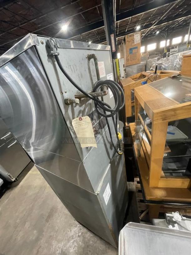 Hoshizaki Commercial Stainless Steel Modular Cresent Cuber Ice Machine Head! Model: KM-500MWH SN: Q03845E!  115-120V 1 Phase! With Hoshizaki Commercial Stainless Steel Ice Dispensing Bin Underneath! Model:  DB-130H SN: Q52291G! 115V 1 Phase! On Legs! - Image 4 of 8