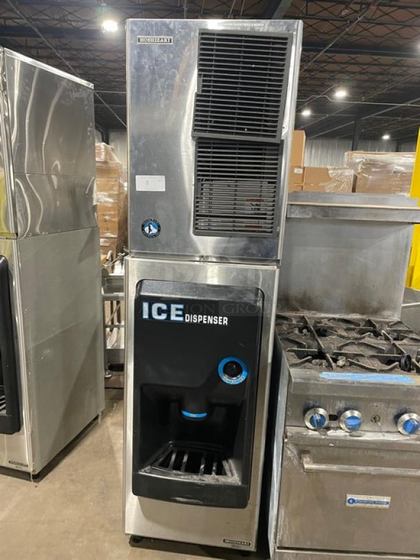 Hoshizaki Commercial Stainless Steel Modular Cresent Cuber Ice Machine Head! With Hoshizaki Commercial Stainless Steel Ice Dispensing Bin Underneath! Model: DB-130H SN: Q52282G! 115V 1 Phase! On Legs! - Image 1 of 6