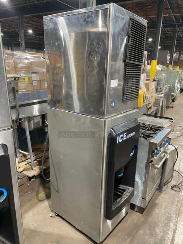 Hoshizaki Commercial Stainless Steel Modular Cresent Cuber Ice Machine Head! With Hoshizaki Commercial Stainless Steel Ice Dispensing Bin Underneath! Model: DB-130H SN: Q52282G! 115V 1 Phase! On Legs! - Image 3 of 6