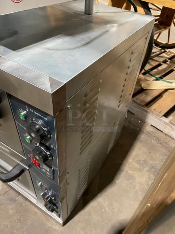Late Model! 2023! Commercial Stainless Steel Electric Powered Countertop Double Deck Pizza/Bakery Oven! With Top & Bottom Thermostat Controls! Model: YMA-202! 220V! - Image 2 of 9
