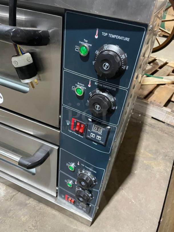 Late Model! 2023! Commercial Stainless Steel Electric Powered Countertop Double Deck Pizza/Bakery Oven! With Top & Bottom Thermostat Controls! Model: YMA-202! 220V! - Image 5 of 9