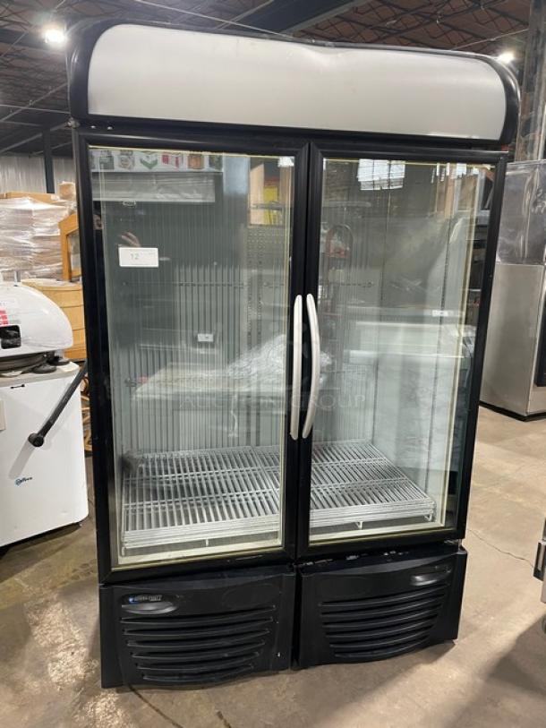 Minus Forty Commercial Black Double Glass Door Reach In Merchandiser Freezer! With Poly Coated Wire Racks! With LED Lighting! Model: 44-UDGF-X1-SD SN: 145883! 115/208-230V! - Image 1 of 9