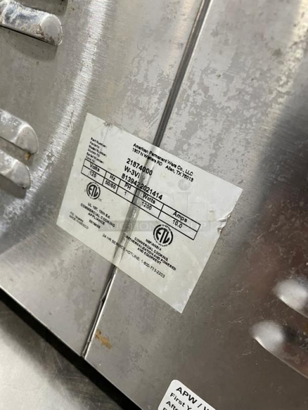 APW Wyott X-Pert Series Commercial Stainless Steel Electric Powered Countertop Insulated Food Warmer! Model: W-3Vi SN: 8139422021414! 120V 1 Phase! - Image 6 of 8