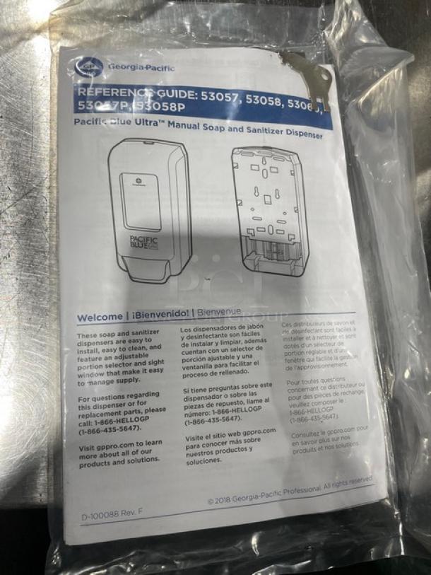 New! Georgia-Pacific Blue Ultra Series Commercial Wall Mounted Manual Soap/Sanitizer Dispenser! 2X Your Bid! - Image 6 of 6