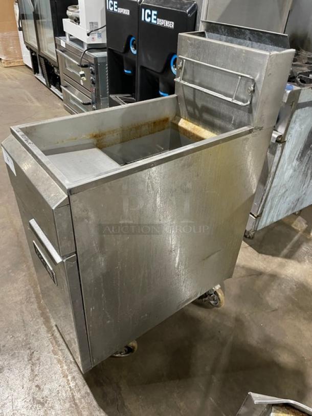 Asber Commercial Stainless Steel Natural Gas Powered Deep Fat Fryer! With Back Splash & Fryer Basket Hanger! On Casters! - Image 2 of 8