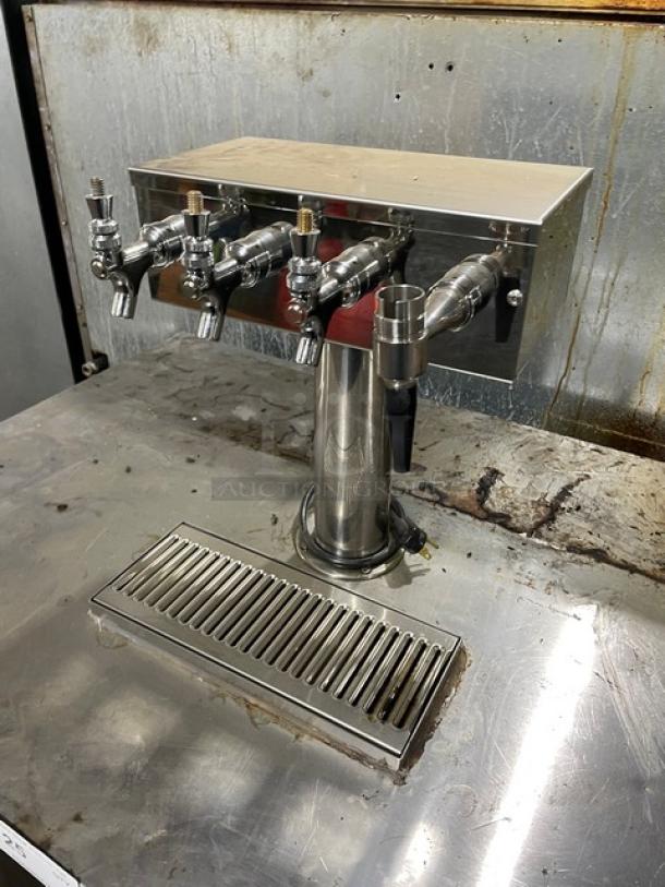 True Commercial Black 3 Door Refrigerated Kegerator/Back Bar Cooler! With Single Tower Quadruple Tap! Model: TBB-4 SN: 7528133! 115V 1 Phase! - Image 8 of 9