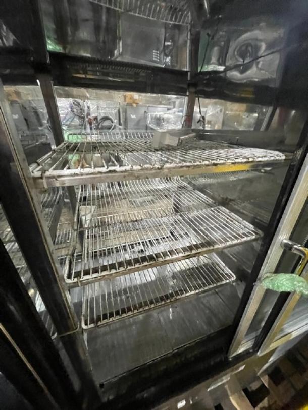 Commercial Stainless Steel Slanted Glass Refrigerated Dual Sectioned Meat Deli/Bakery Display Case! With Rear Sliding Glass Doors! With Poly Coated Wire Racks! - Image 5 of 8