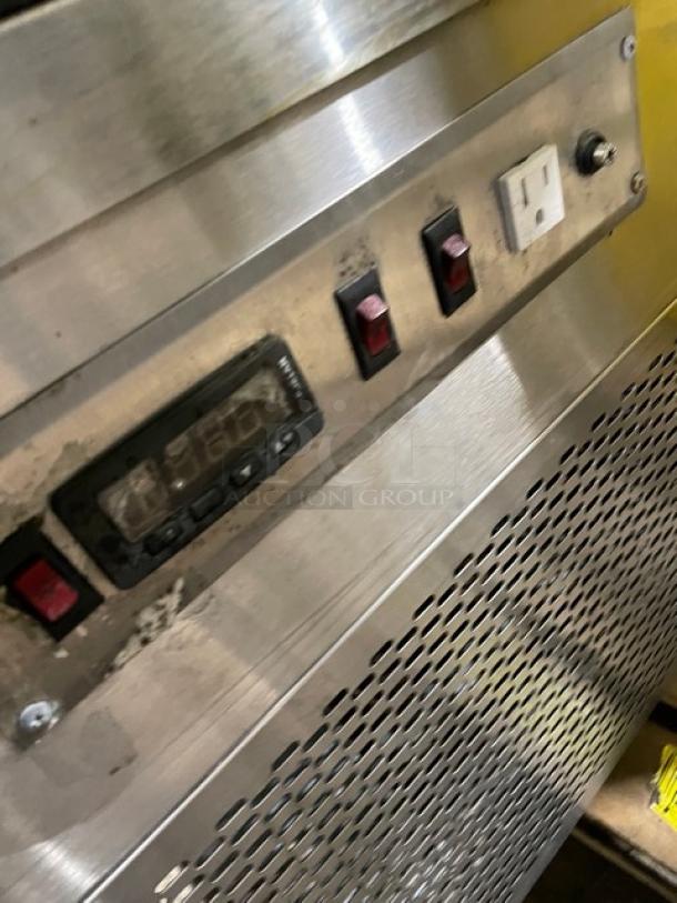 Commercial Stainless Steel Slanted Glass Refrigerated Dual Sectioned Meat Deli/Bakery Display Case! With Rear Sliding Glass Doors! With Poly Coated Wire Racks! - Image 7 of 8