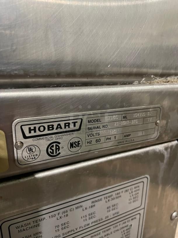 Hobart LX18 Series Commercial Stainless-Steel Heavy-Duty Undercounter Dishwasher! With Full Size Peg Rack! Model: LX18C SN: 23-1017-375! 120V 1 Phase! - Image 8 of 9