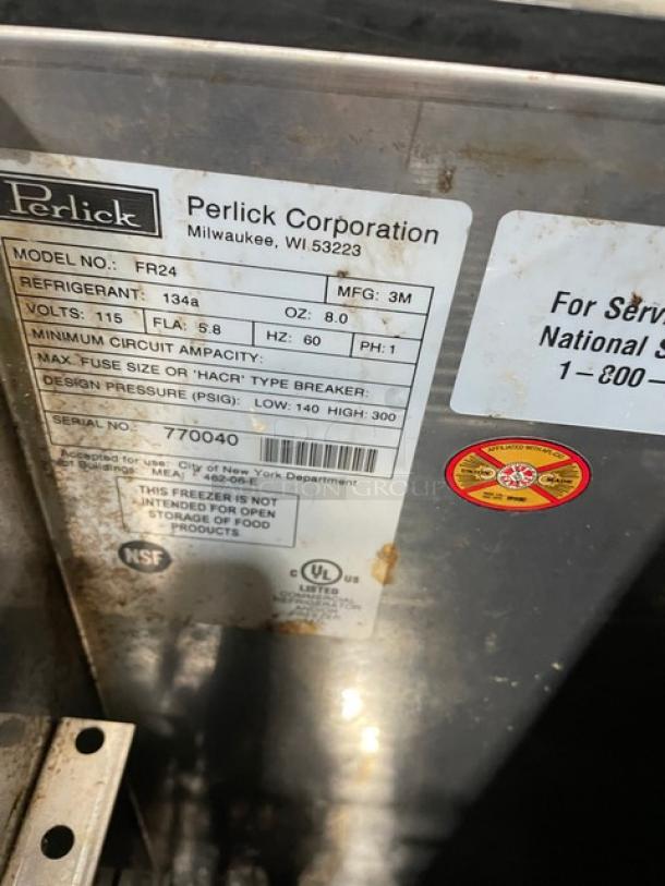 Perlick Commercial Stainless Steel Underbar Glass Froster! With Poly Coated Wire Rack! Model: FR24 SN: 770040! 115V 1 Phase! - Image 6 of 8