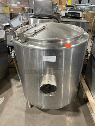 Groen Commercial Stainless Steel Natural Gas Powered Stationary 40 Gallon Steam Jacketed Kettle! With Knob & Faucet! Model: AH/1-40 SN: 137002! On Legs!