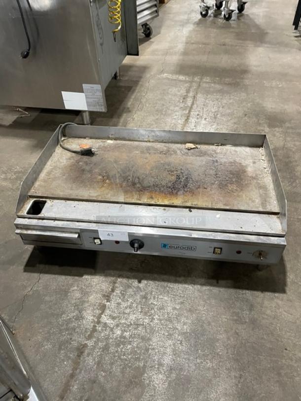 Eurodib Commercial Stainless Steel Electric Powered Countertop Flat Griddle! With Back & Side Splashes! Model: SFE04910-240 SN: 2018060847! 240V! On Legs! - Image 1 of 9