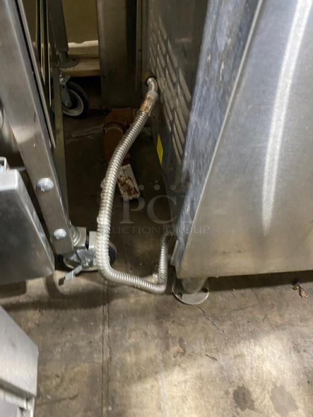 Cleveland Range Gemini Series Commercial Stainless Steel Natural Gas Powered 6 Pan Convection Steamer! With Upper & Lower Compartments! With Enclosed Pan Storage Underneath! With Built In Pan Holding Racks! Model: 24CGA6 SN: WC-69192-00F-01! On Legs! - Image 10 of 10