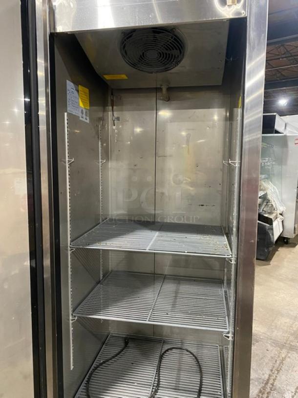 Asber Commercial Stainless Steel Solid Single Door Reach In Refrigerator! With Poly Coated Wire Racks! Model: ARR 17 F HC SN: 8102117905! 115V 1 Phase! On Casters! - Image 5 of 9
