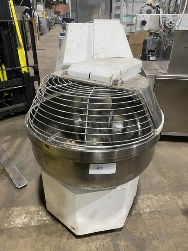 Mecnosud F60 Series Commercial Floor Style Fork Dough Mixer! With Stainless Steel Bowl Guard, Mixing Bowl & Fork! Model: FC60D SN: 60FCD-121! 208V 3 Phase! - Image 1 of 8