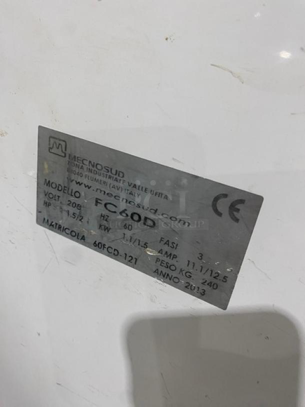 Mecnosud F60 Series Commercial Floor Style Fork Dough Mixer! With Stainless Steel Bowl Guard, Mixing Bowl & Fork! Model: FC60D SN: 60FCD-121! 208V 3 Phase! - Image 6 of 8