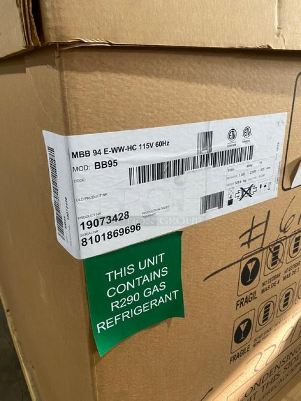 New In The Box! Scratch-N-Dent! Micro Matic Pro-Line E-Series Commercial Black 3 Door Refrigerated Back Bar Cooler! With Stainless Steel Worktop! With Lock & Keys! Model: MBB 94 E-WW-HC SN: 8101869696! 115V 1 Phase! - Image 2 of 12
