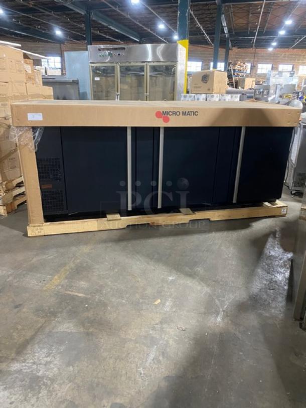 New In The Box! Scratch-N-Dent! Micro Matic Pro-Line E-Series Commercial Black 3 Door Refrigerated Back Bar Cooler! With Stainless Steel Worktop! With Lock & Keys! Model: MBB-94 E SN: 18020254M! 115V 1 Phase! - Image 1 of 12